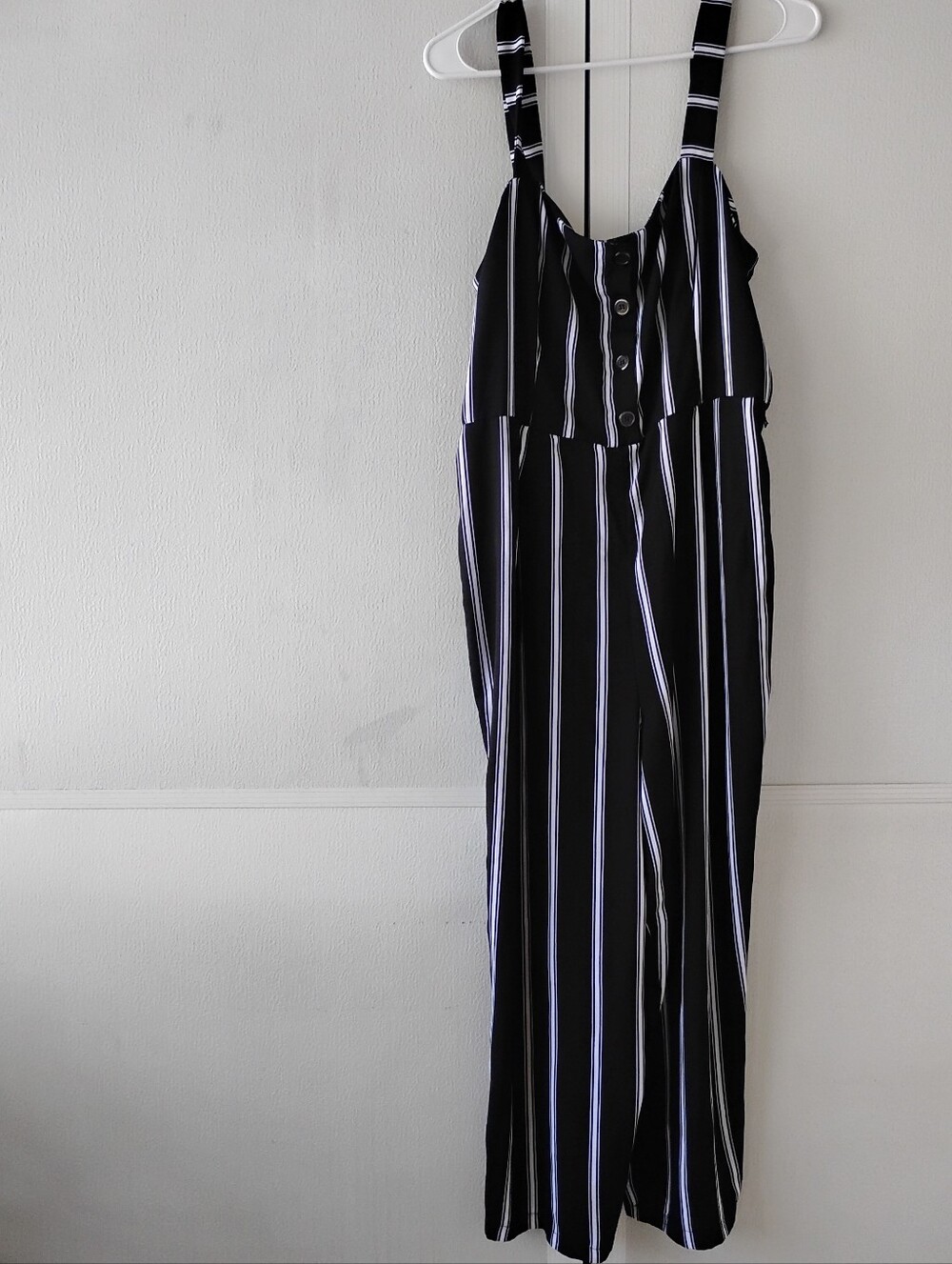 Striped Black & White Wide-Leg Jumpsuit